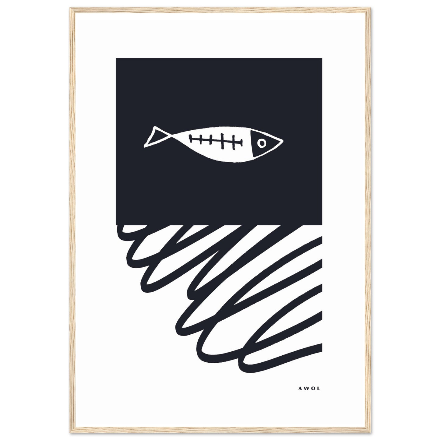 Minimalist Wall Decor, Scandinavian Wall Art With Fish: Framed Art Print