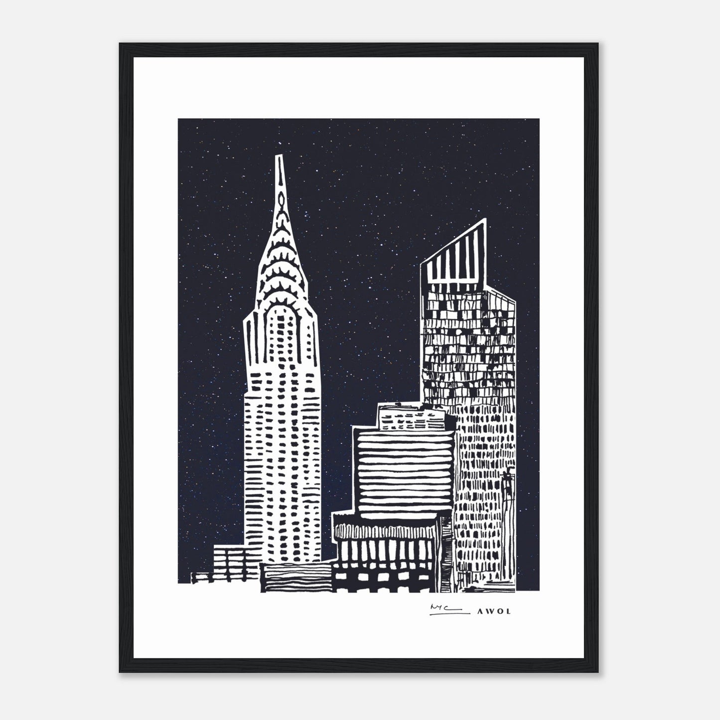 New York City At Night, Manhattan Abstraction: Framed Art Print