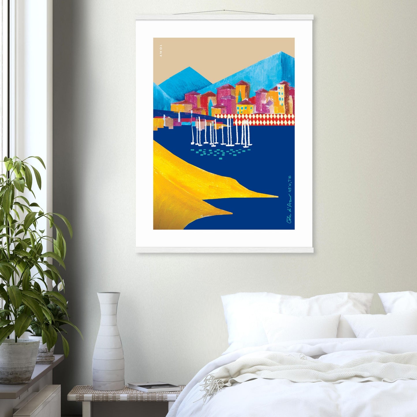 Colourful Villas On the Mediterranean Sea, Travel Poster With Hanger