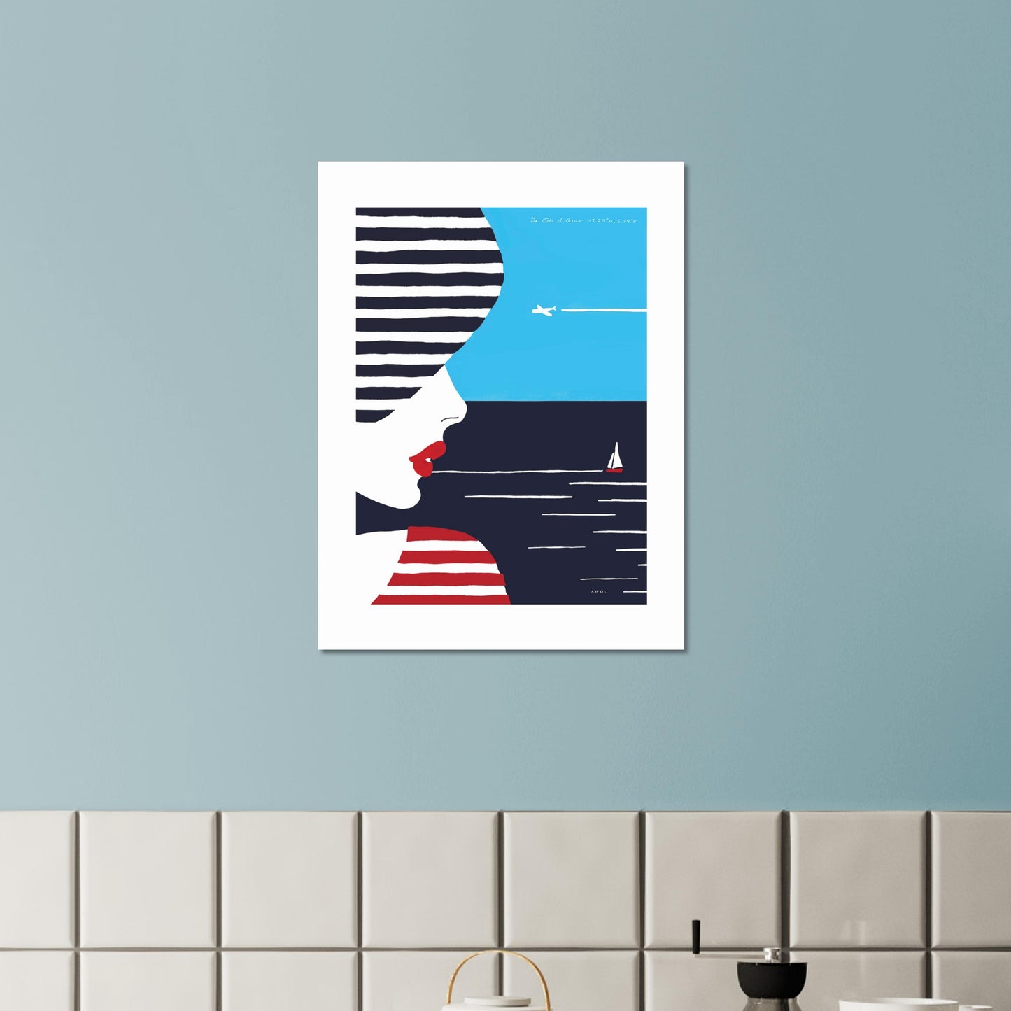 Colourful Beach Portrait Of A Woman By The Sea: Aluminum Art Print