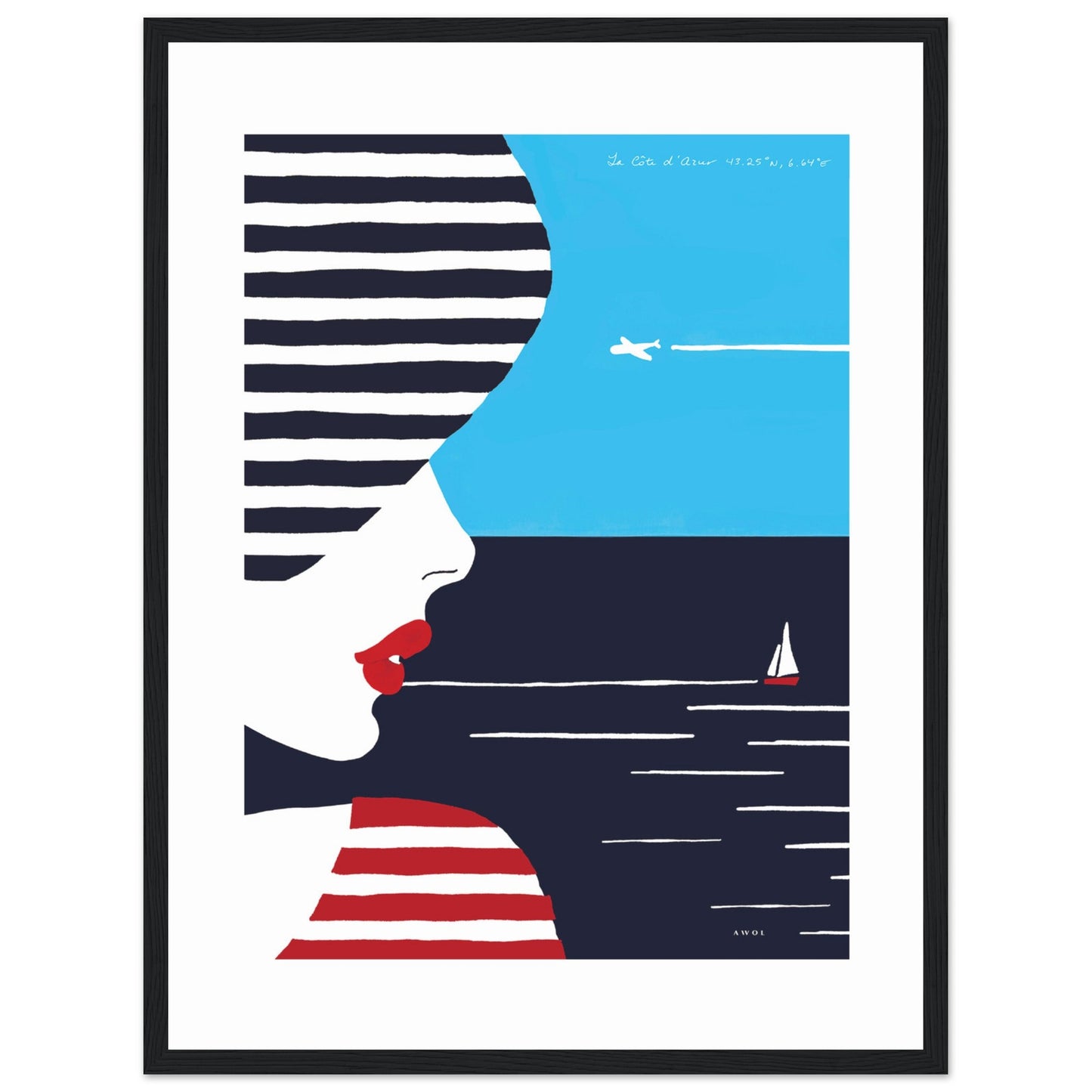 Portrait Of A Woman Looking At The Sea In The South Of France: Slow Living: Classic Matte Paper Wooden Framed Art Print