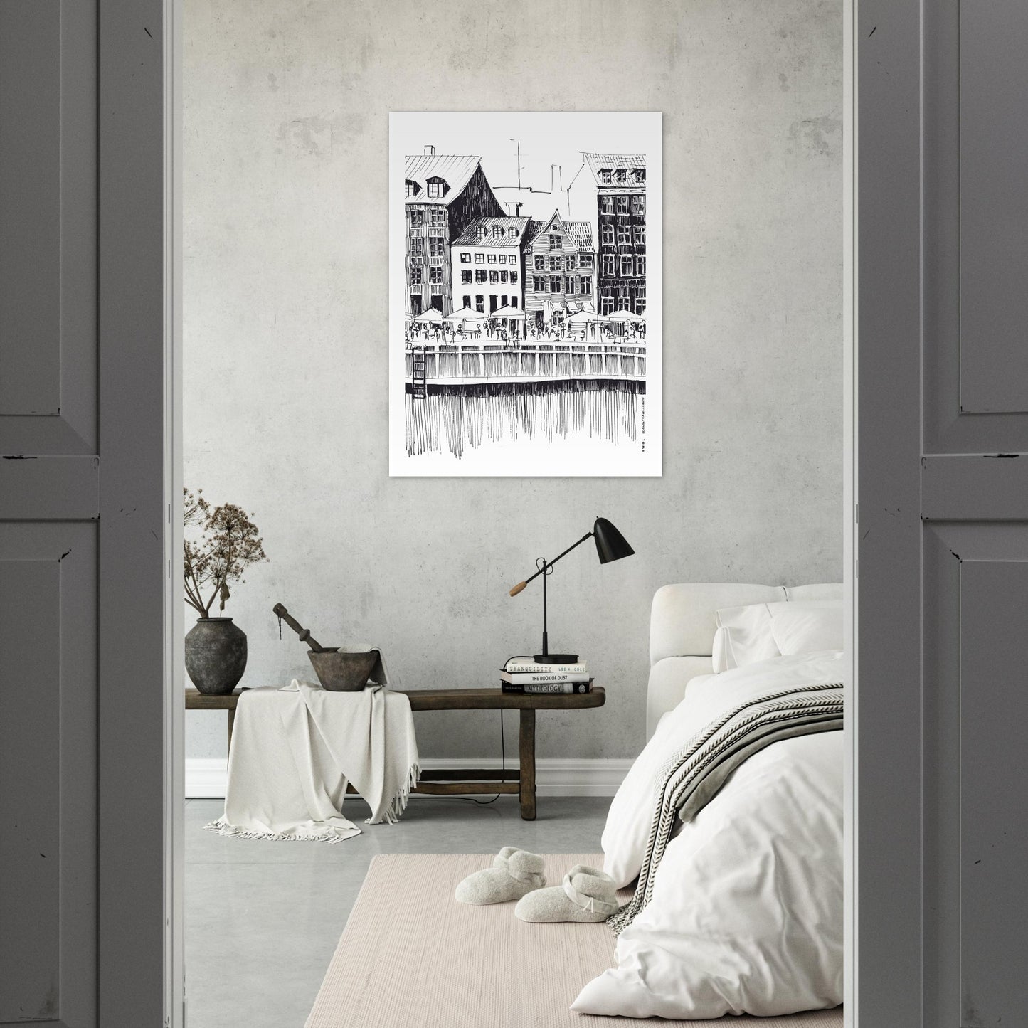 Saturday Afternoon By Nyhavn Canal In Copenhagen, Denmark: Premium Matte Paper Art Print