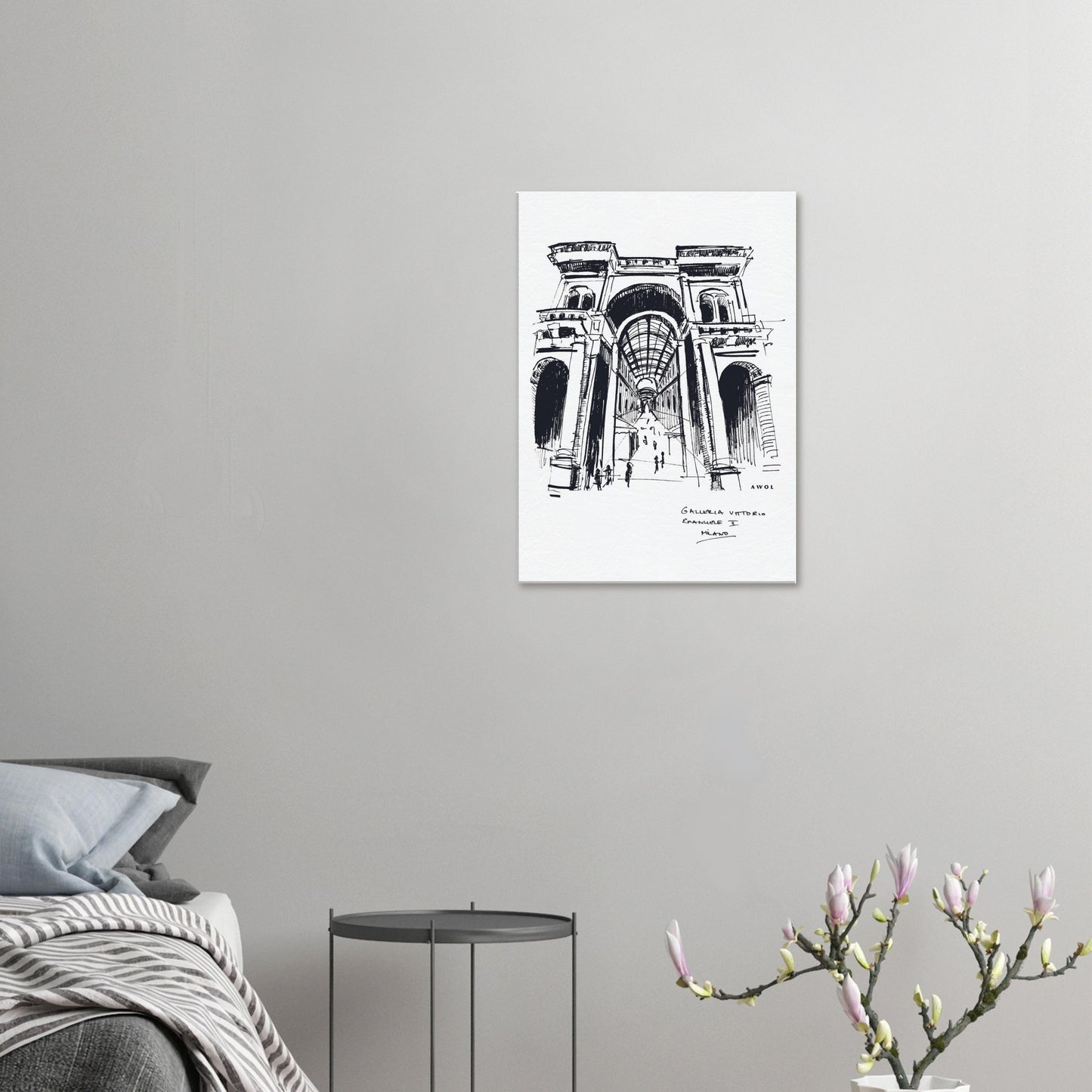 Milan City Elegance, Luxury Shopping Landmark Art: Canvas Print