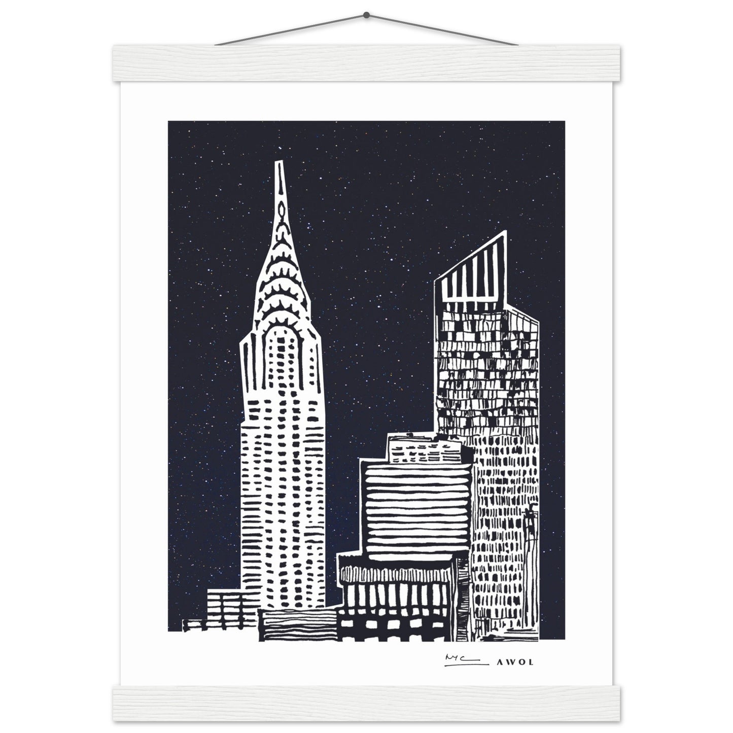 New York City At Night, Manhattan Abstraction: Poster with Hanger