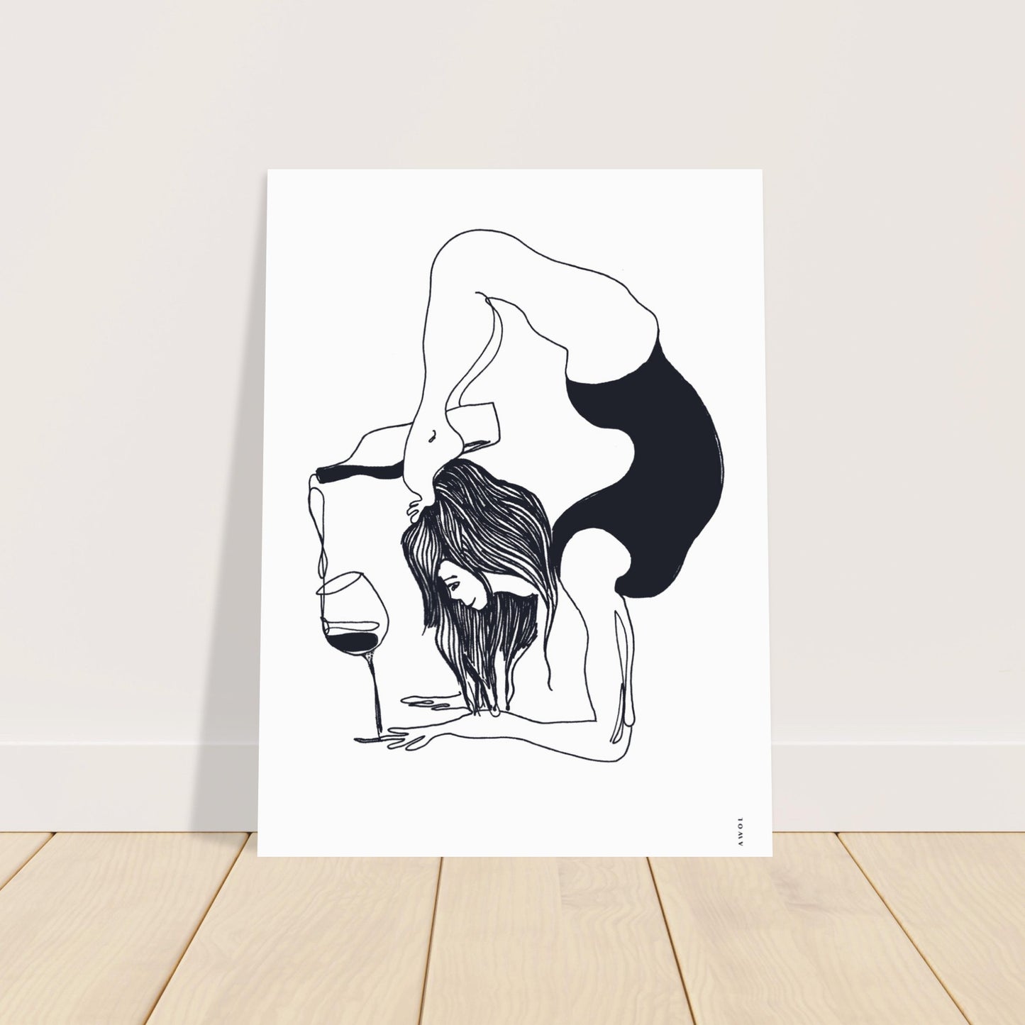 Funny Yoga Art With Wine Quote: Classic Matte Paper Poster