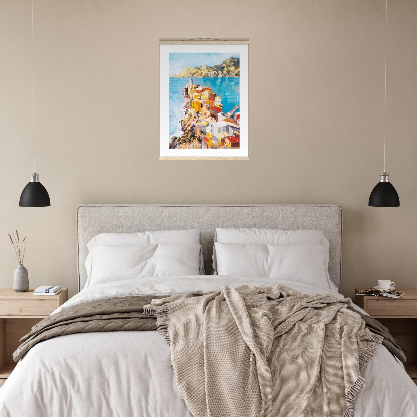 Italy Scenery Art Print: Colourful Towns Of Amalfi And Liguria: Poster Print With Hanger