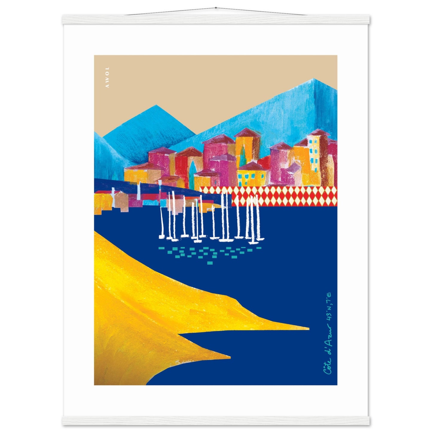 Colourful Villas On the Mediterranean Sea, Travel Poster With Hanger