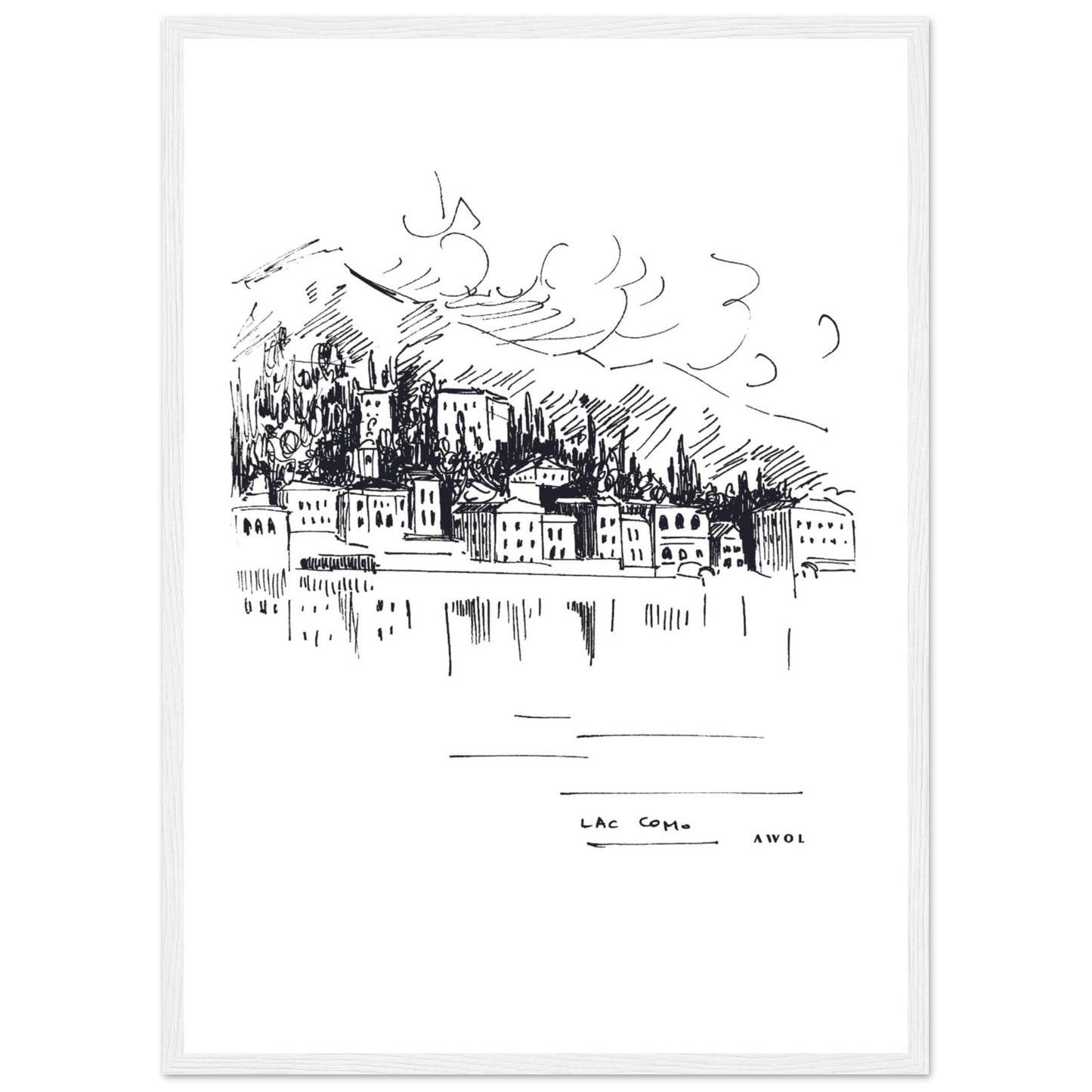 Italian Scenery Wall Art With Villas On A Hill In Lake Como, Framed Art Print