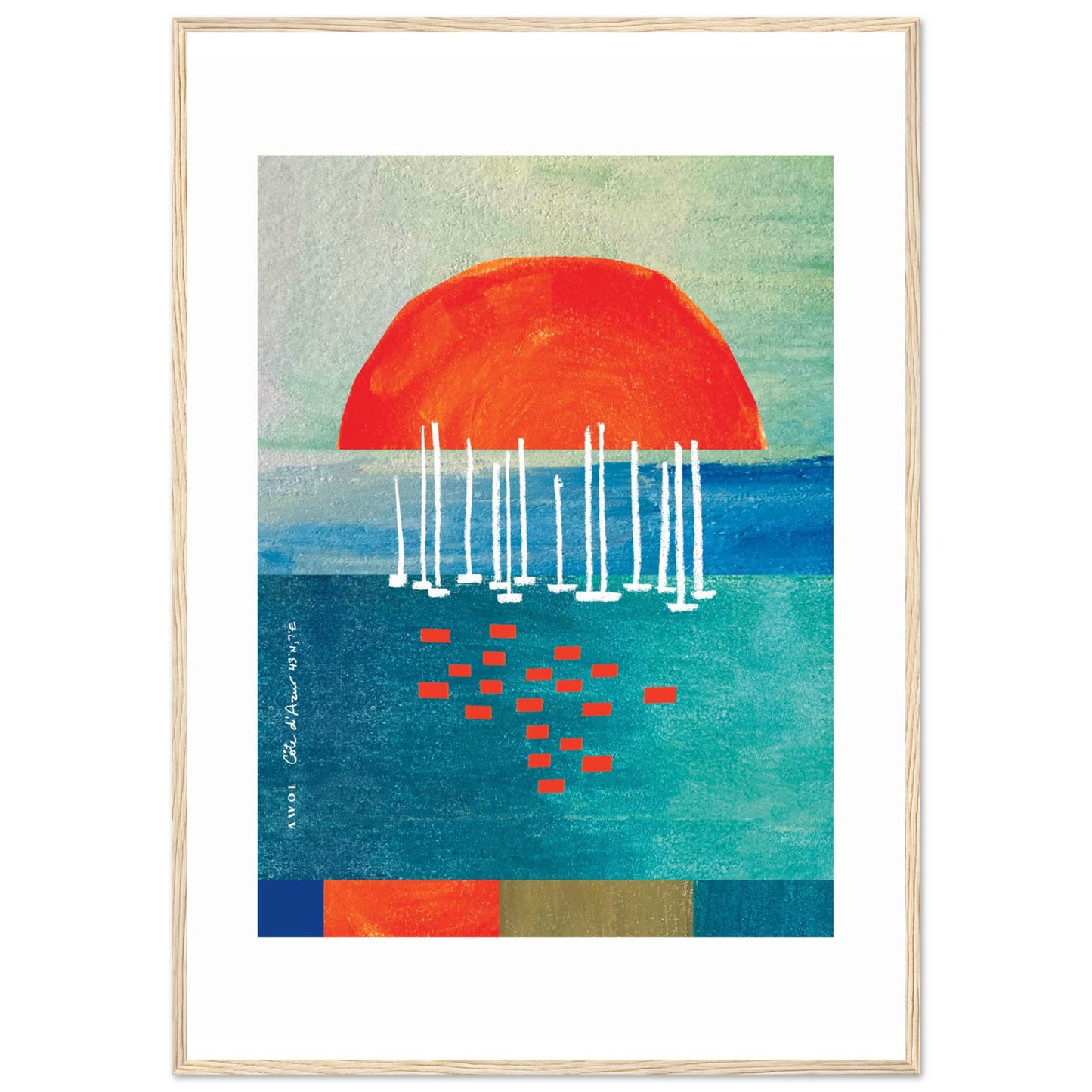 Sunrise Over The Sea, Colourful Seaside Landscape Artwork: Framed Print