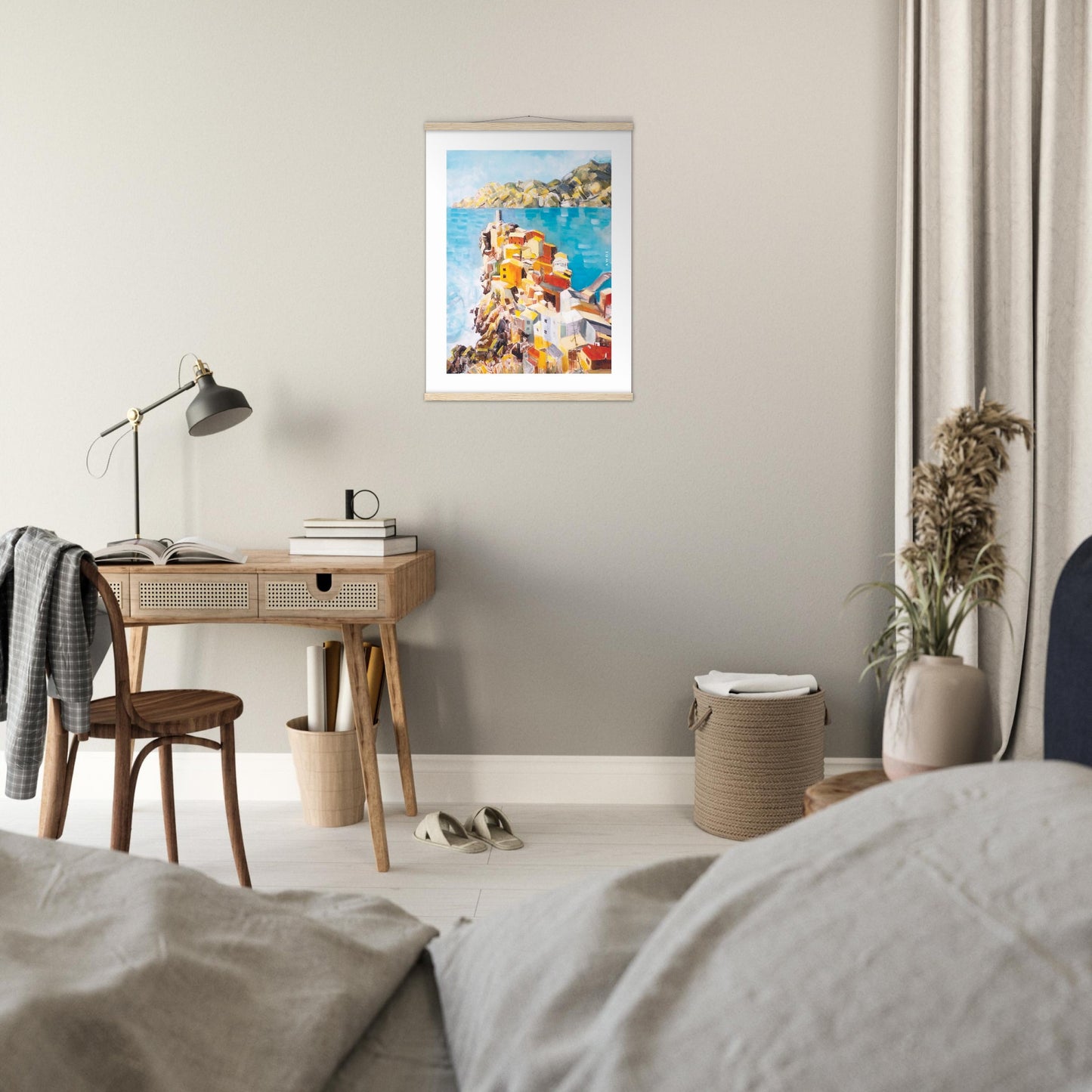 Italy Scenery Art Print: Colourful Towns Of Amalfi And Liguria: Poster Print With Hanger