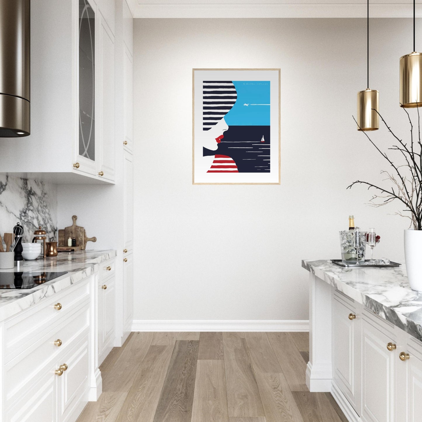 Portrait Of A Woman Looking At The Sea In The South Of France: Slow Living: Classic Matte Paper Wooden Framed Art Print