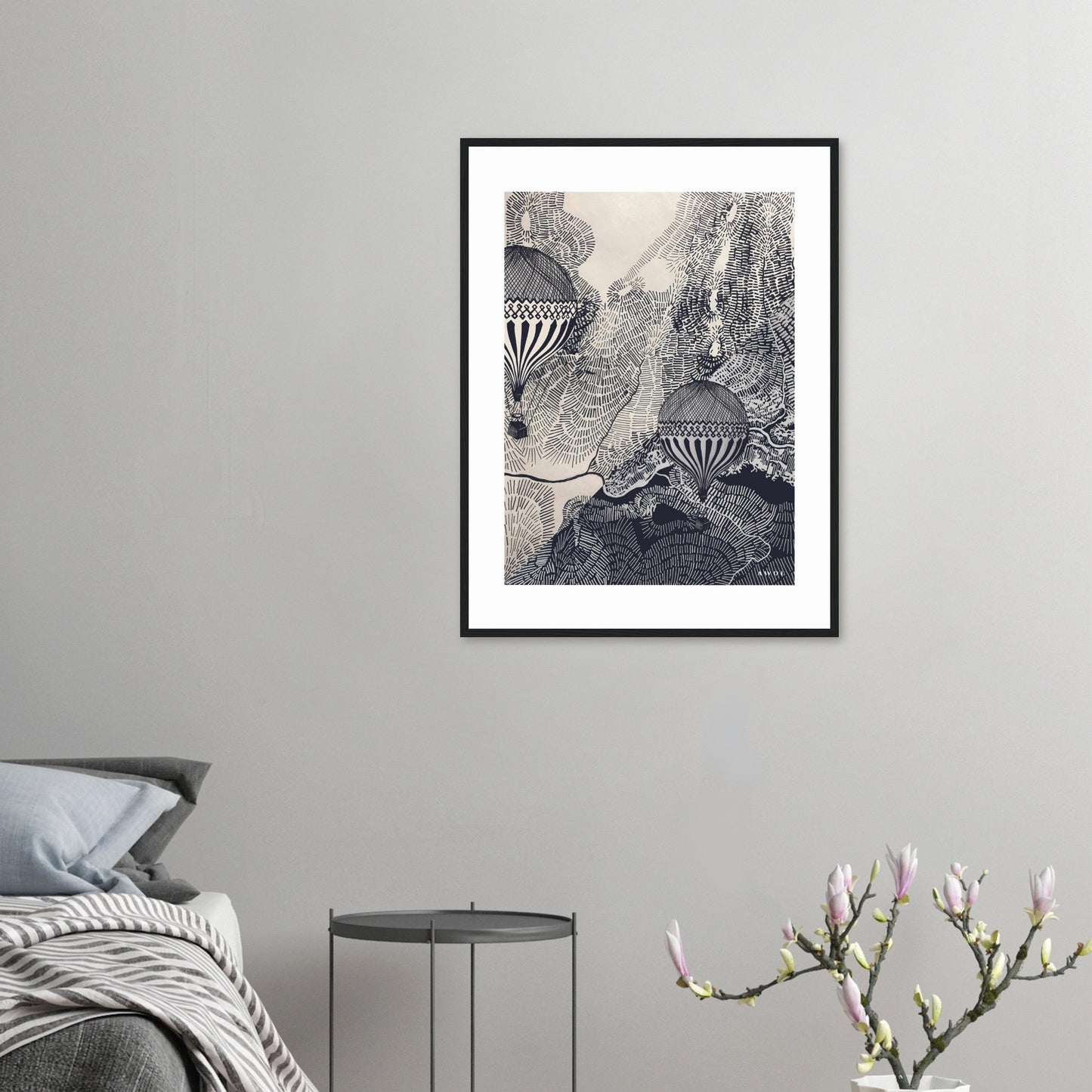 Dreaming Big: Hot Air Balloon Travel In The Sky, Framed Art Print