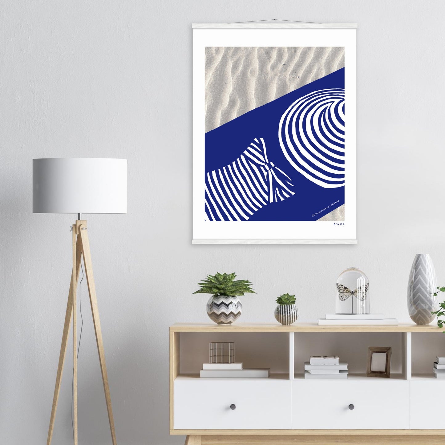 Woman In Oversized Hat And Stripes Sleeping On The Beach: Island Mood: Classic Matte Paper Poster with Hanger