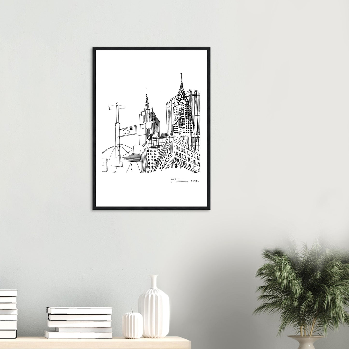 New York City Skyline Art, Iconic Skyscrapers: Framed Art Print