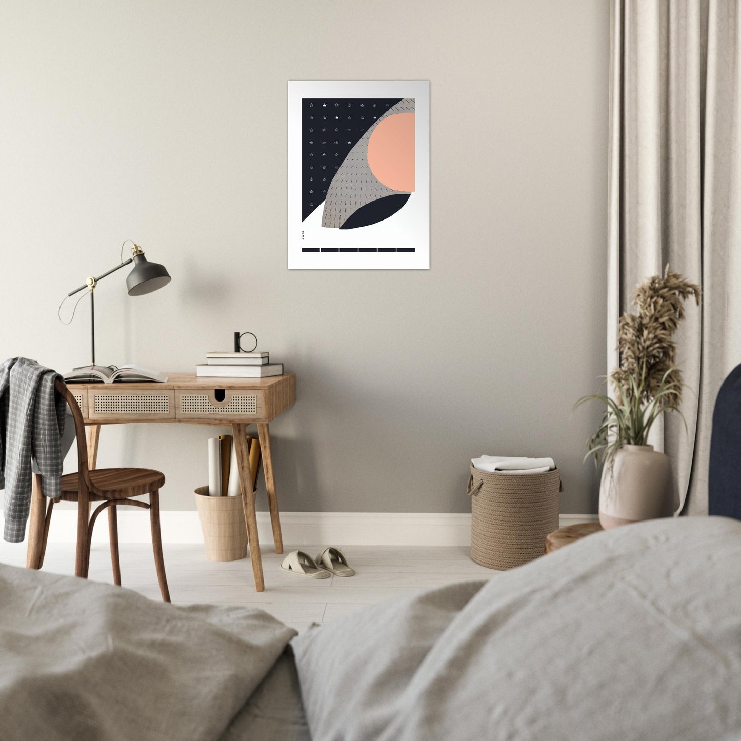 Scandinavian Art Print With Abstract Pattern: Minimalist Aluminum Art Print