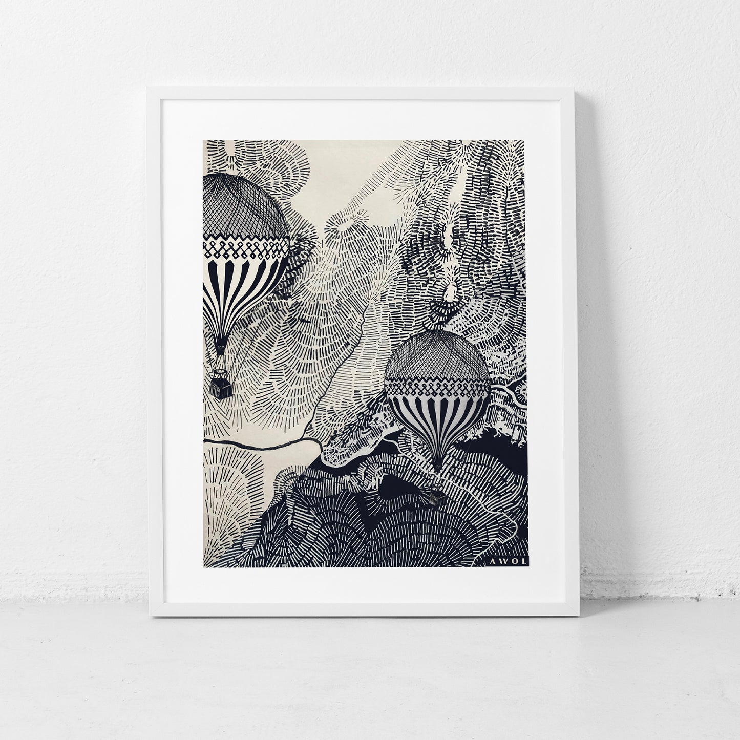 Dreaming Big: Hot Air Balloon Travel In The Sky, Framed Art Print
