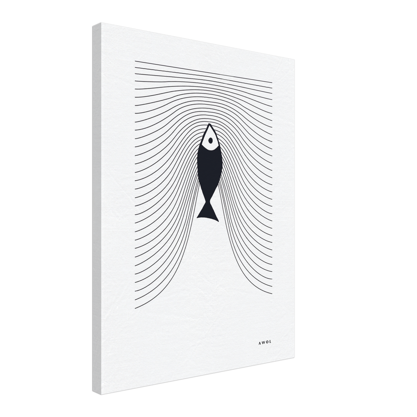 Fish Swimming In Abstract Sea, Scandinavian Wall Art: Canvas Print