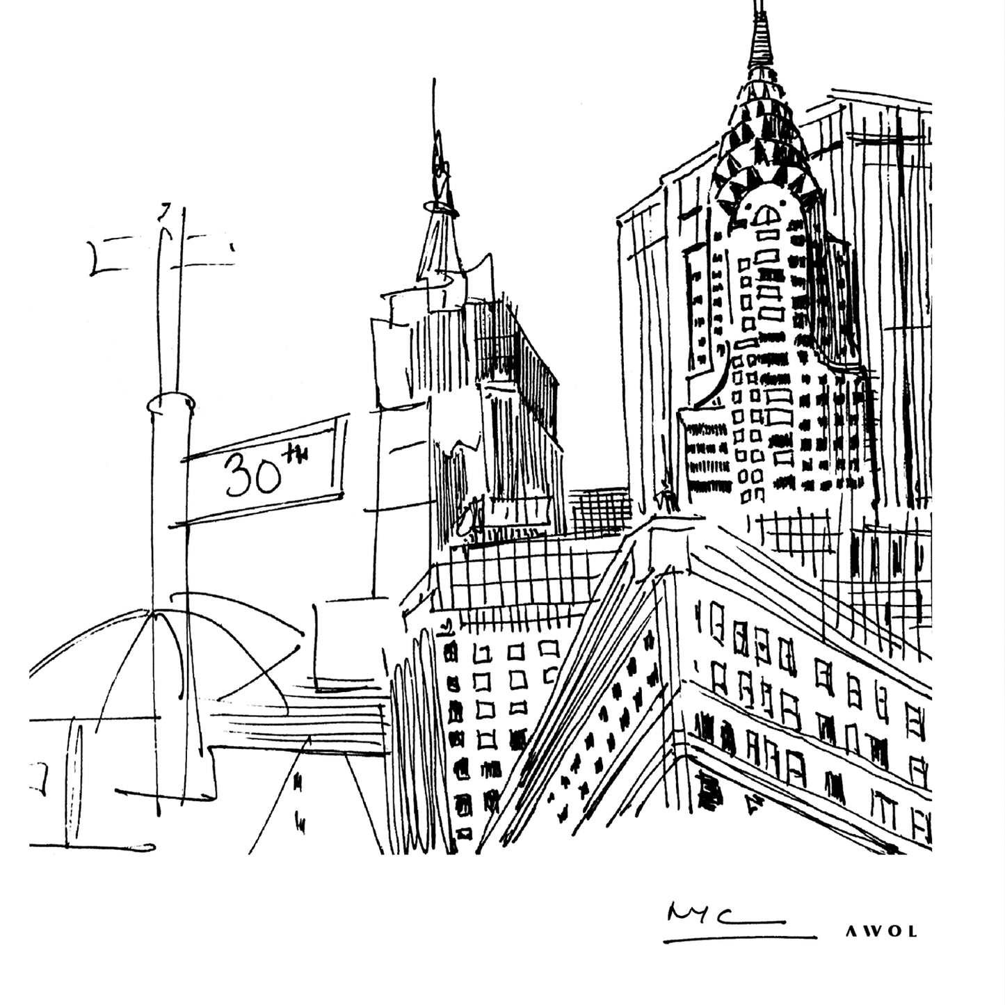 New York City Skyline Art, Iconic Skyscrapers: Poster Print