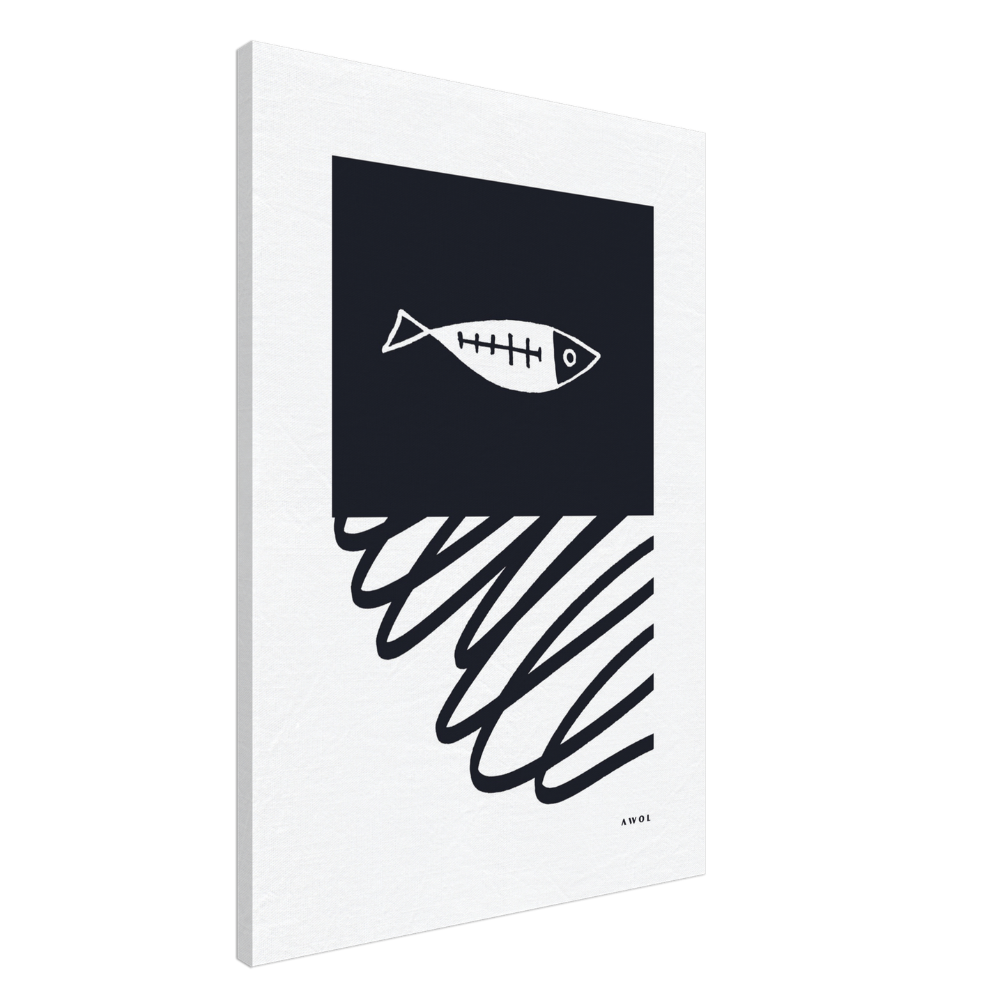 Minimalist Fish In Nordic Waters: Scandi Love Canvas Art Print