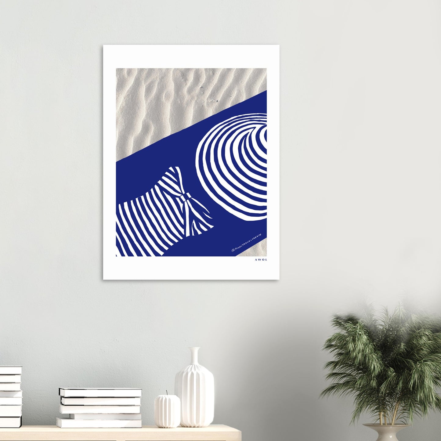 Woman In Oversized Blue Striped Hat Tanning On The Beach: Vacation Vibes Classic Matte Paper Poster