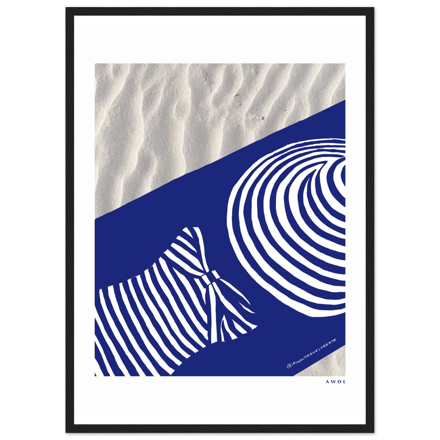 Woman In Oversized Hat And Stripes Sleeping On The Beach: Island Mood Classic Matte Paper Wooden Framed Art Print
