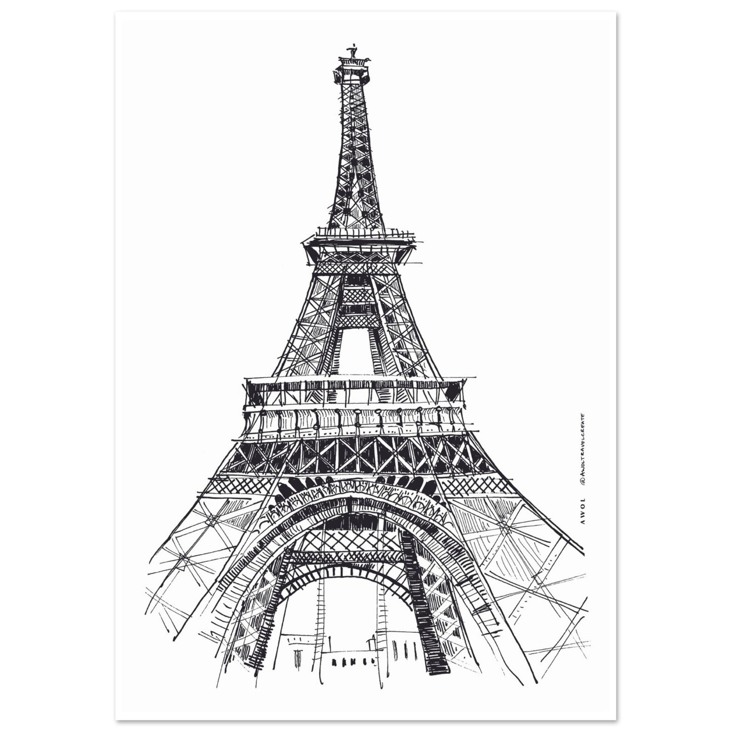 Paris Wall Art, Eiffel Tower In Black And White Art Print: France Travel Poster