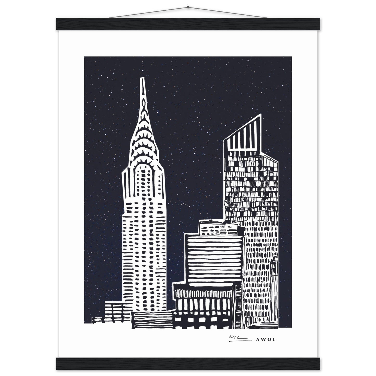New York City At Night, Manhattan Abstraction: Poster with Hanger