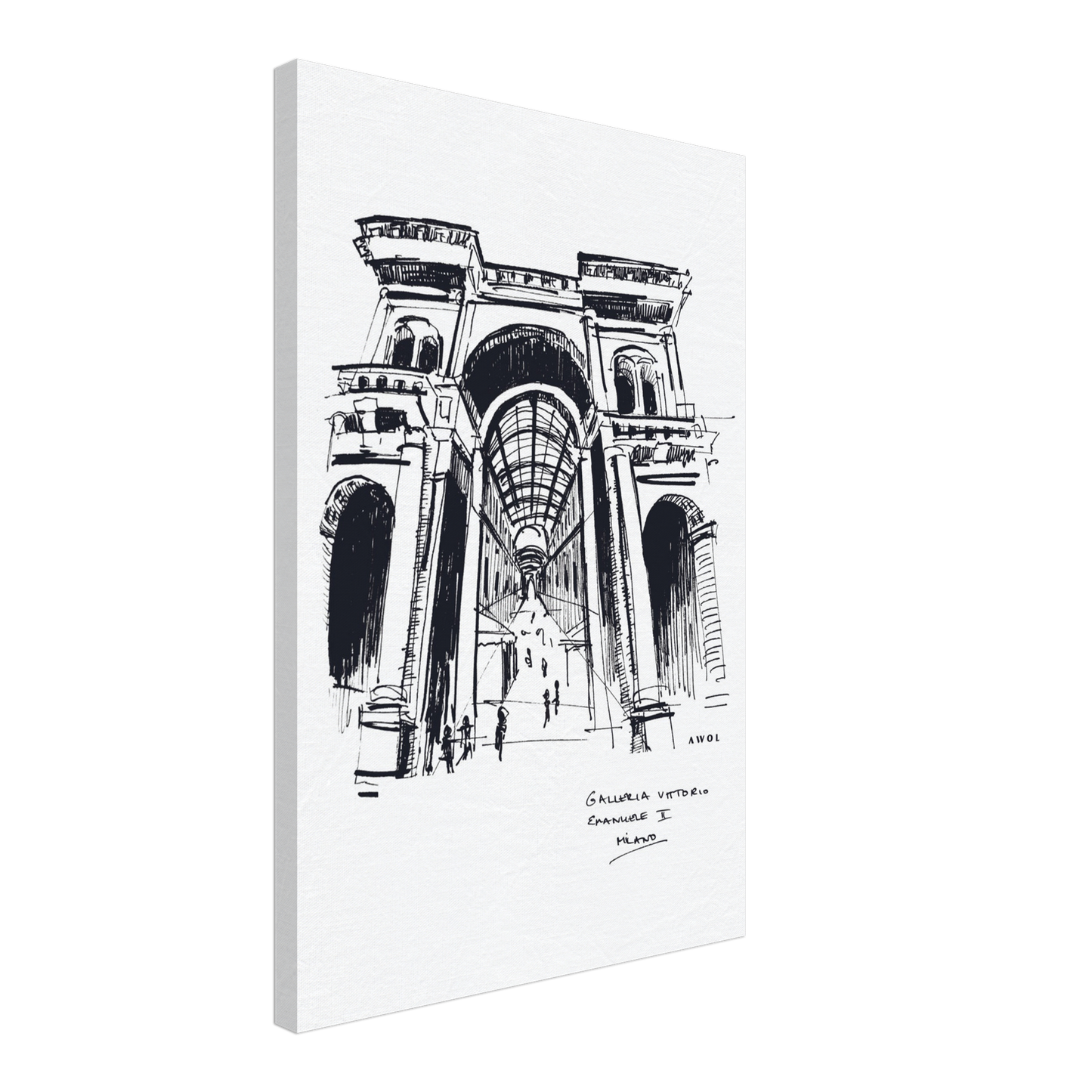 Milan City Elegance, Luxury Shopping Landmark Art: Canvas Print