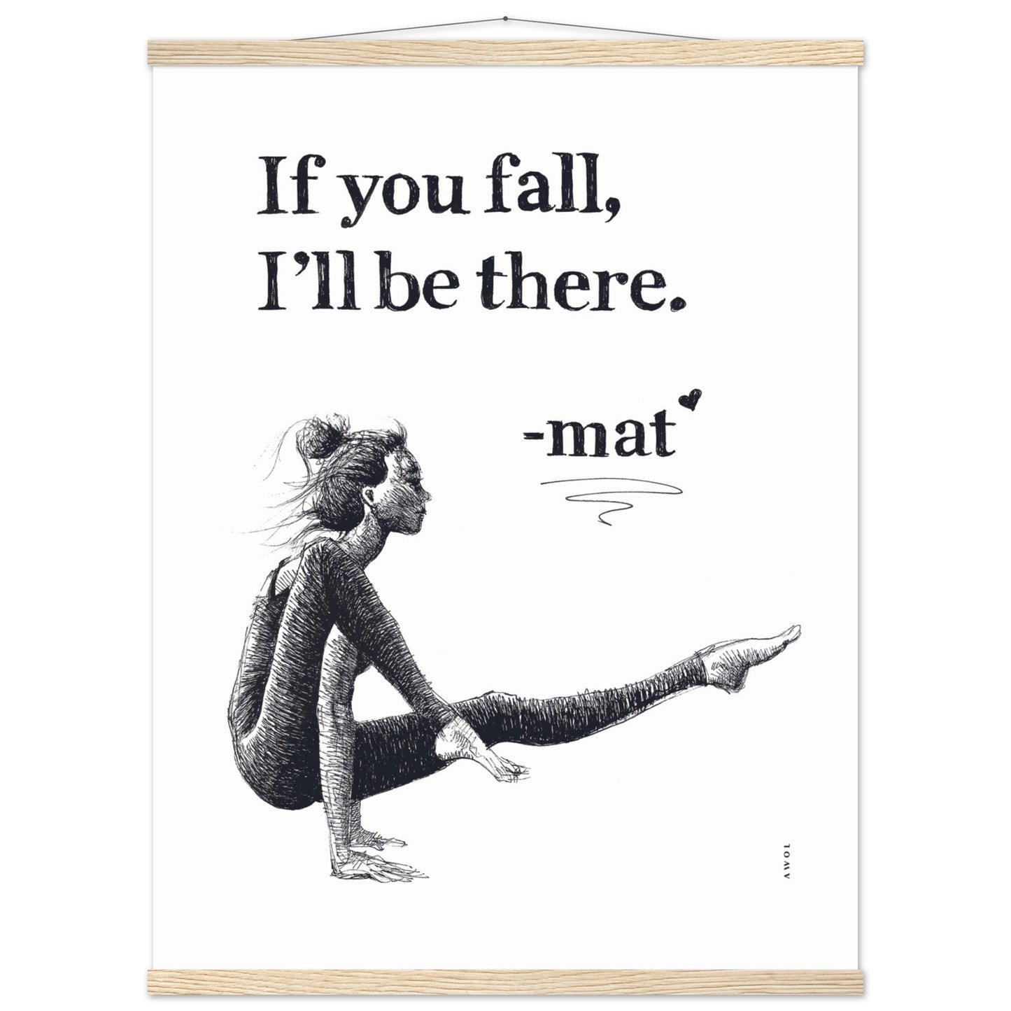 Spiritual Yoga Pose Art With Inspiring Quote: Poster Print with Hanger