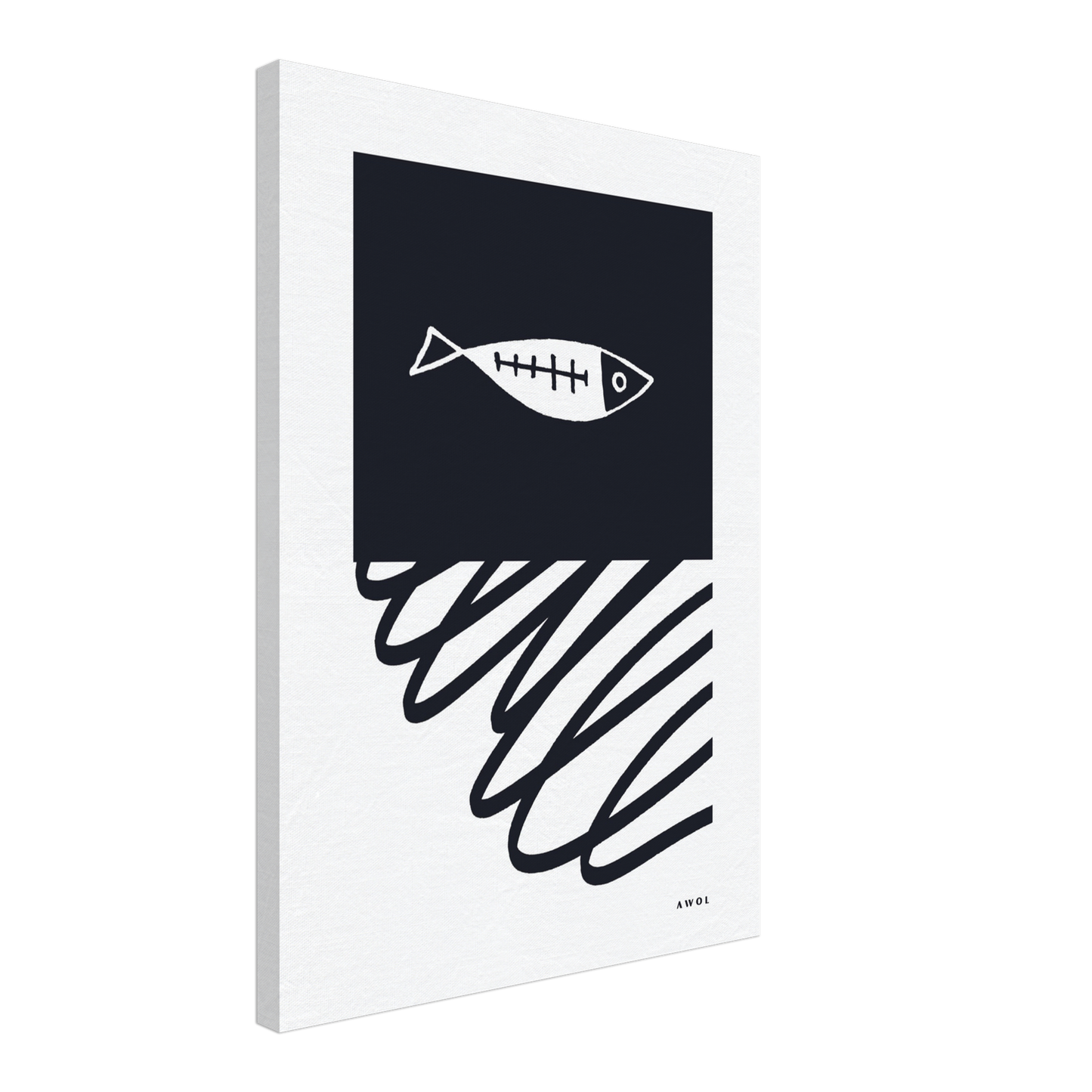 Minimalist Fish In Nordic Waters: Scandi Love Canvas Art Print