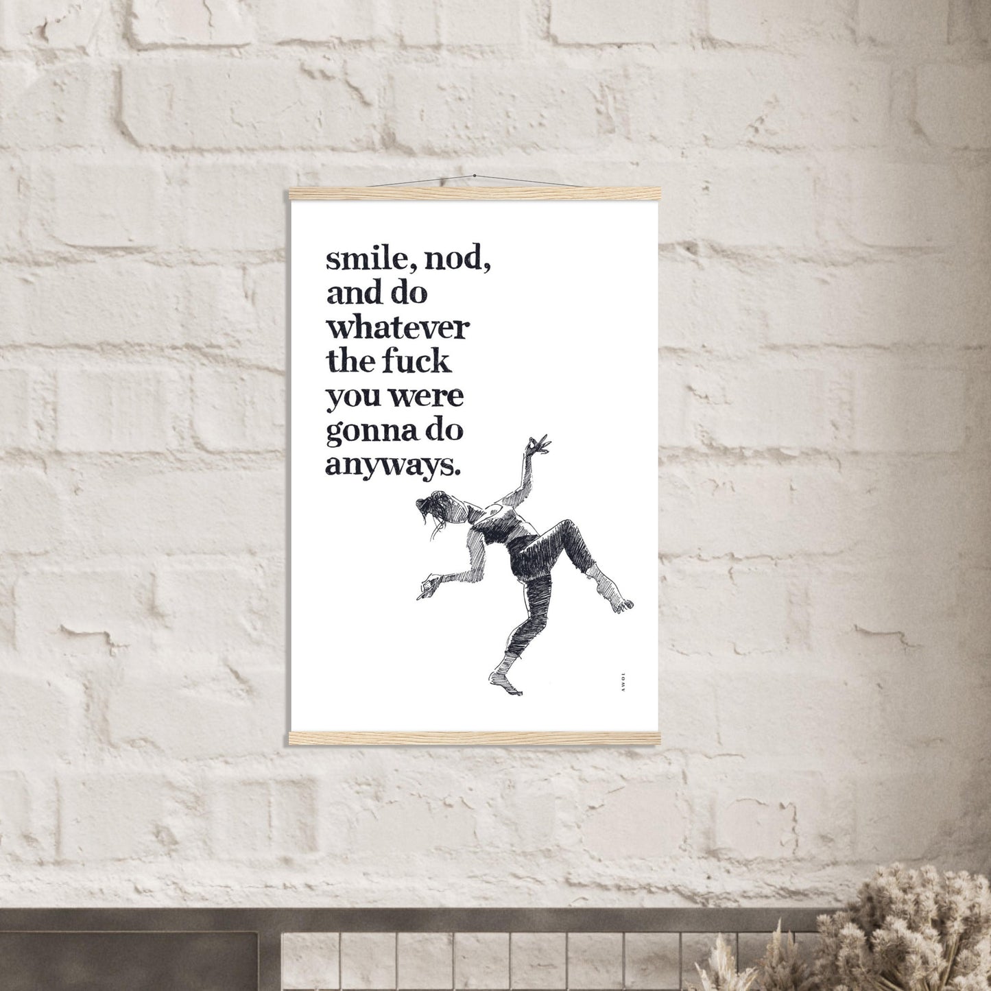 Smile And Nod, Modern Zen Art Print: Poster with Hanger