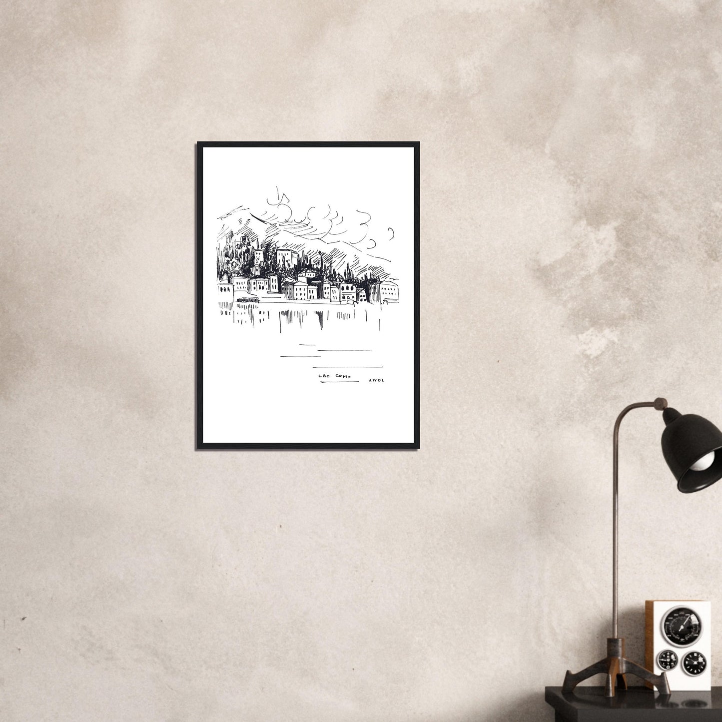 Italian Scenery Wall Art With Villas On A Hill In Lake Como, Framed Art Print