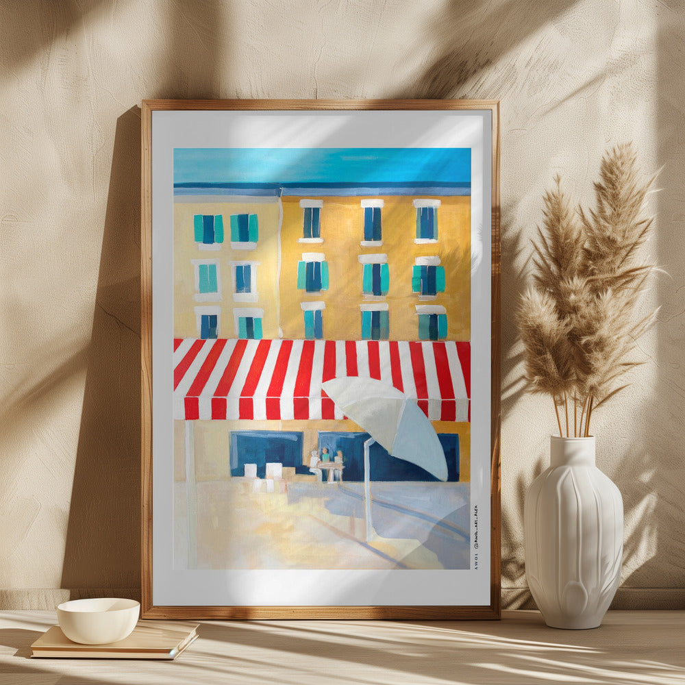French Riviera Giclée Wall Art Print – Colourful Café Poster, Vieux Nice