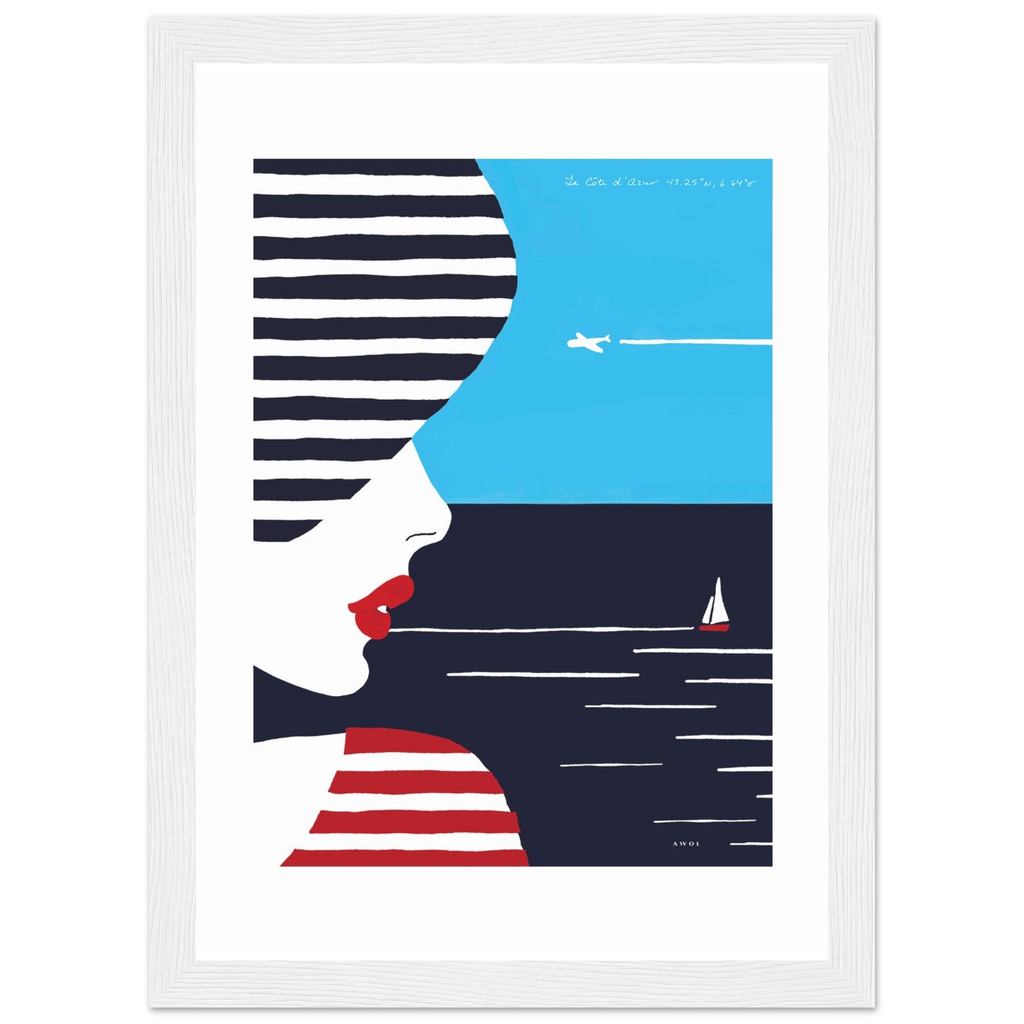 Portrait Of A Woman Looking At The Sea In The South Of France: Slow Living: Classic Matte Paper Wooden Framed Art Print