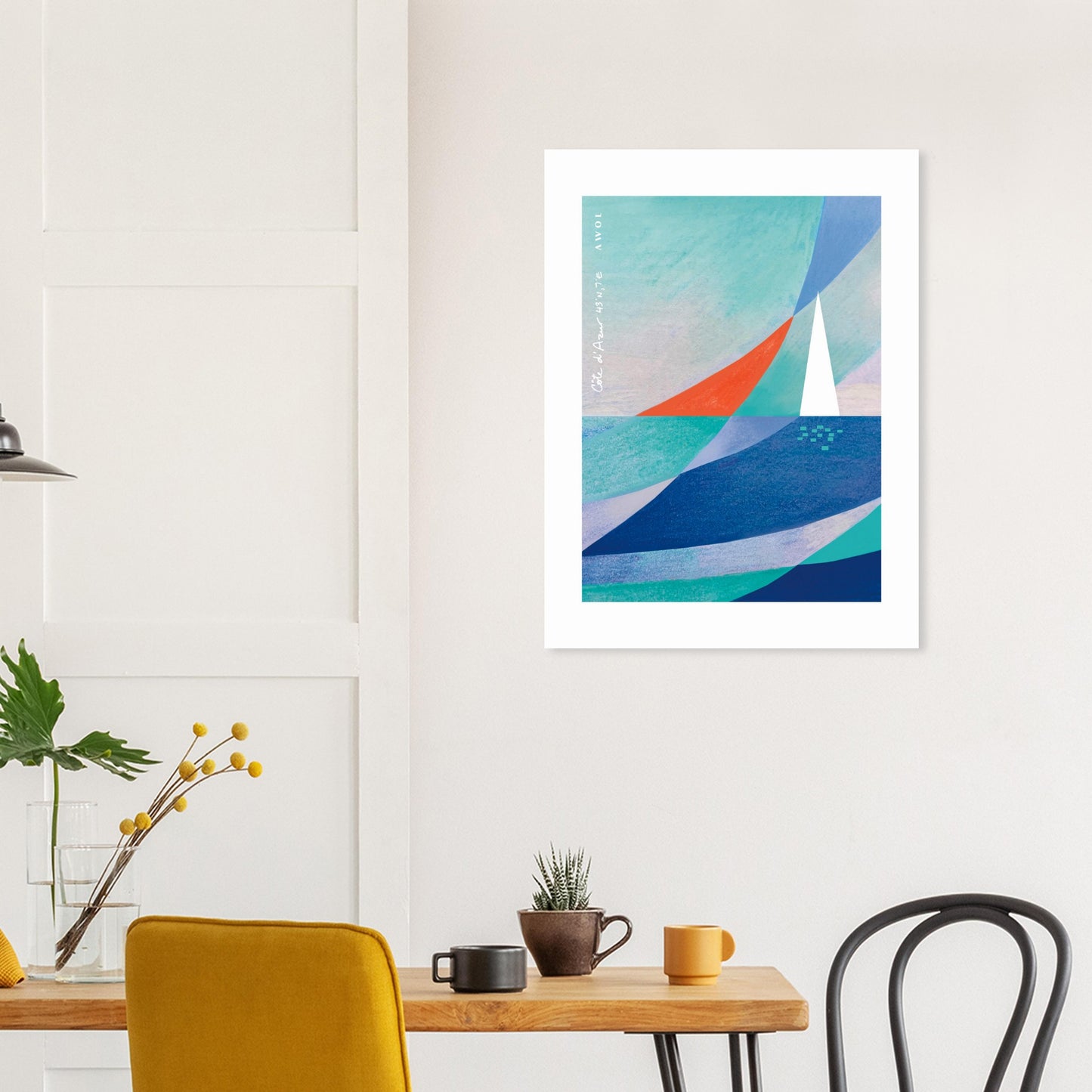 Sailing On Windy Seas, Abstract Sea Wall Art With Sailboat On The Med: Aluminum Print