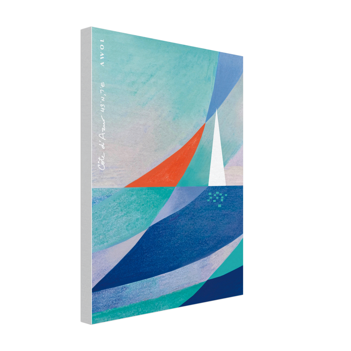 White Sailboat on The Mediterranean Sea: Blue Canvas Art Print