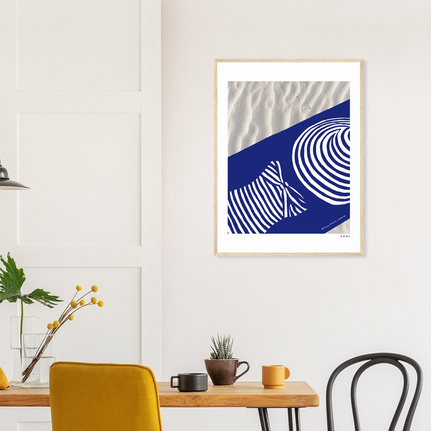 Woman In Oversized Hat And Stripes Sleeping On The Beach: Island Mood Classic Matte Paper Wooden Framed Art Print