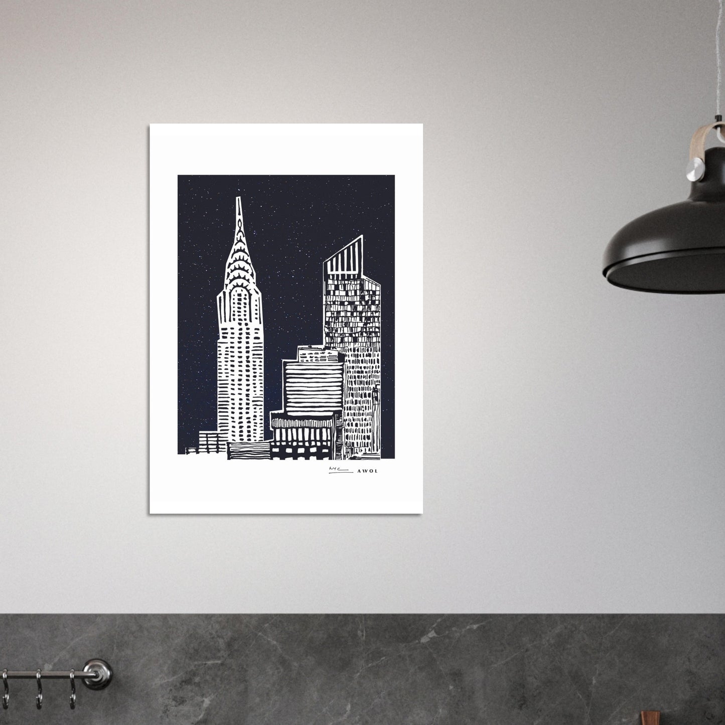 New York City At Night, Manhattan Abstraction: Aluminum Art Print