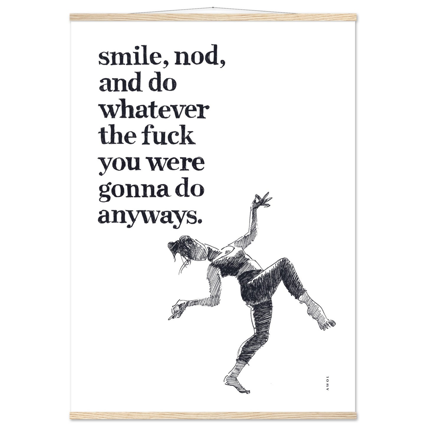 Smile And Nod, Modern Zen Art Print: Poster with Hanger