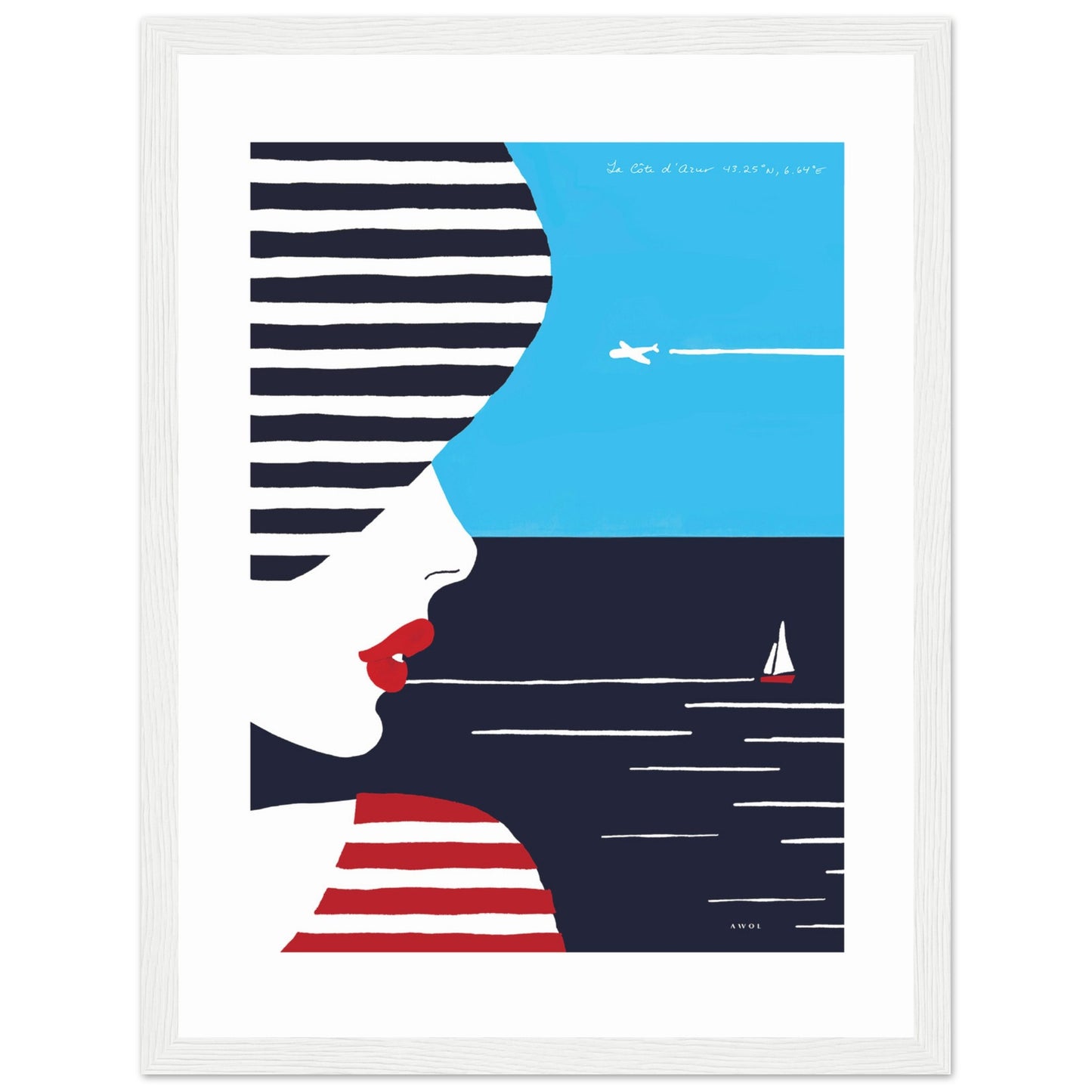 Portrait Of A Woman Looking At The Sea In The South Of France: Slow Living: Classic Matte Paper Wooden Framed Art Print