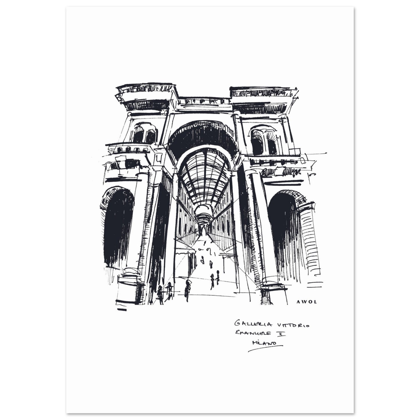 Milan City Art Print With Luxury Shopping Elegance: Poster Print