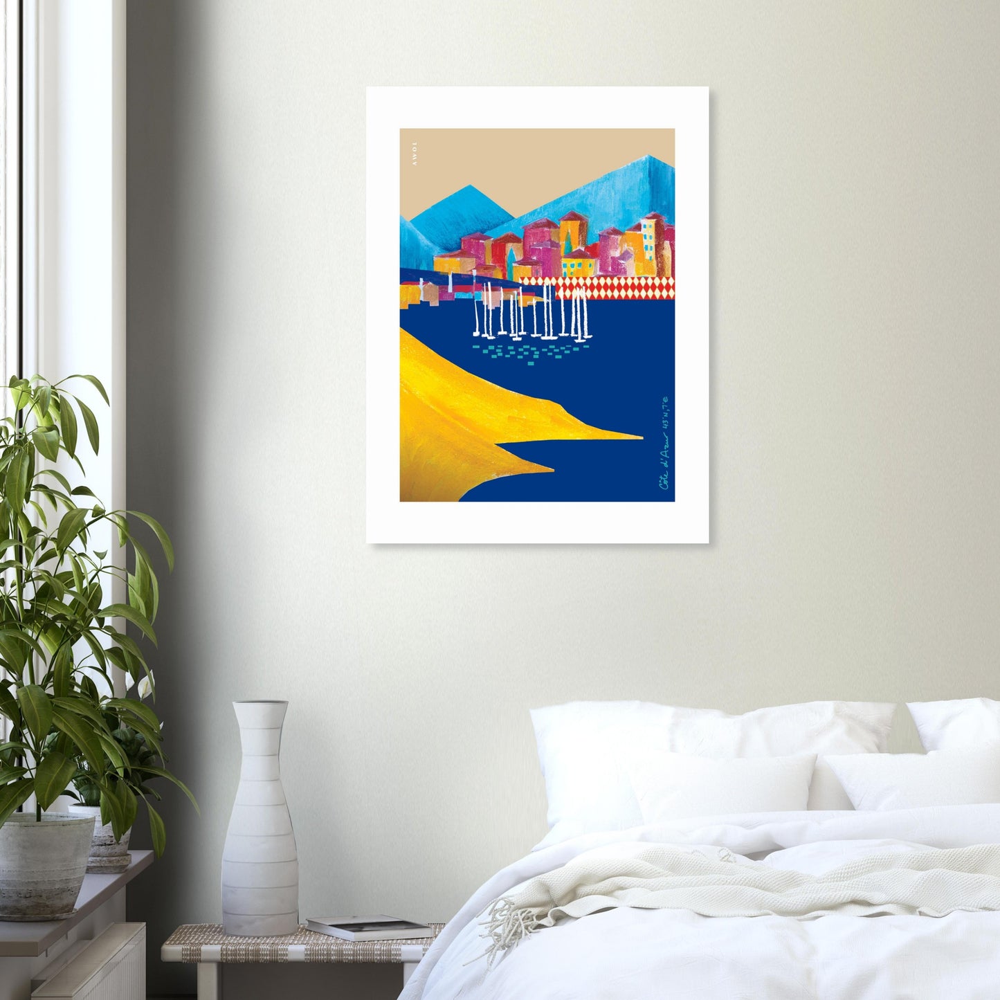 Colourful Seaside Towns And Mountains, Landscape Art, Travel Poster Print