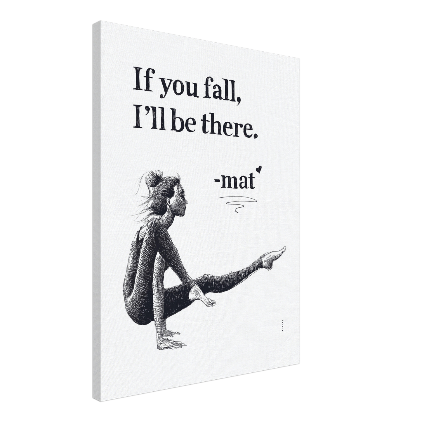 Woman In Yoga Pose On Yoga Mat With Inspirational Quote: Canvas Art Print