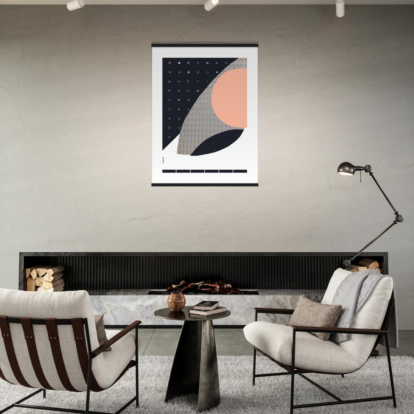 Scandinavian Art Print With Minimalist Pattern, Collage Art: Poster with Hanger