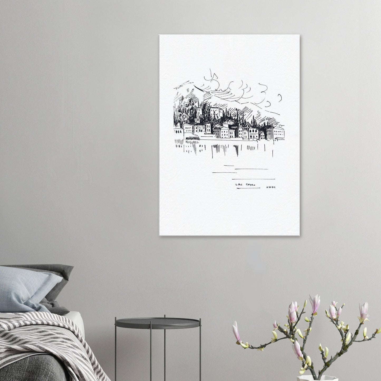 Italian Scenery Wall Art With Villas On A Hill In Lake Como, Canvas Print