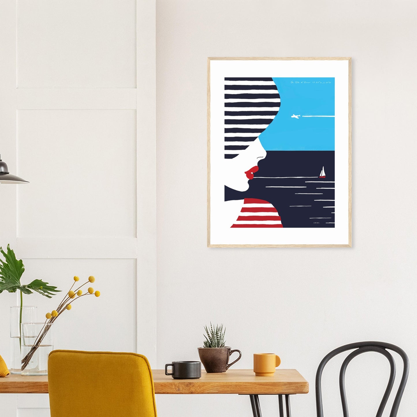 Portrait Of A Woman Looking At The Sea In The South Of France: Slow Living: Classic Matte Paper Wooden Framed Art Print