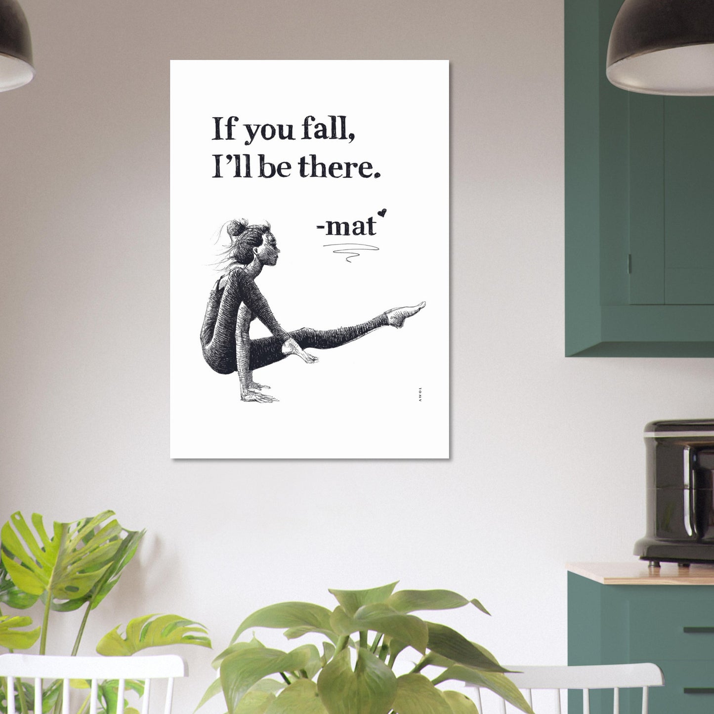 Inspiring Zen Illustration, Mindful Yoga Pose Artwork: Aluminum Art Print