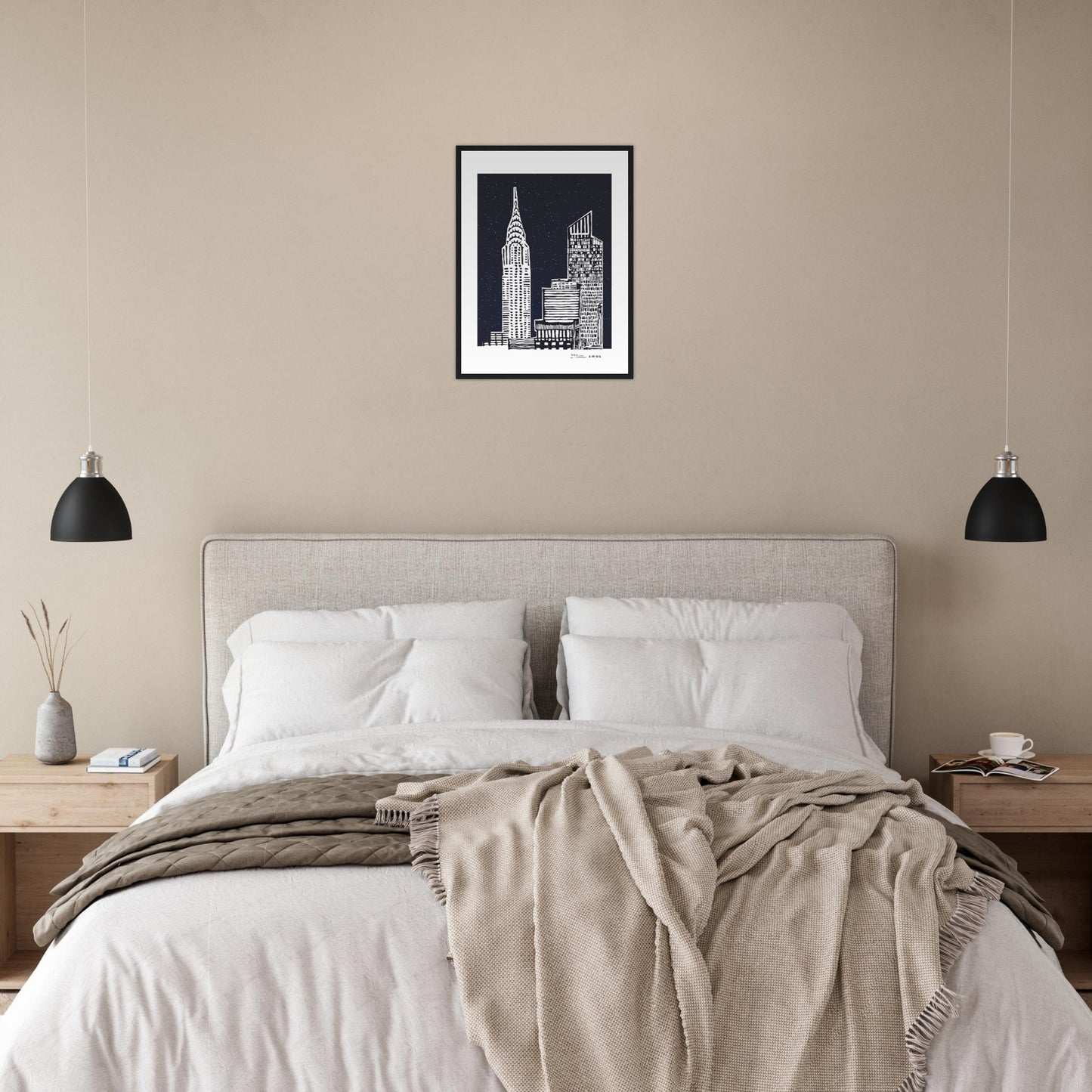 New York City At Night, Manhattan Abstraction: Framed Art Print