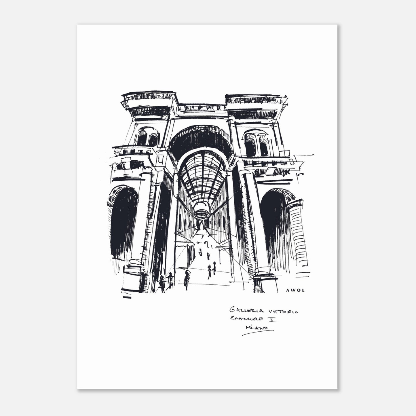 Milan City Art Print With Luxury Shopping Elegance: Poster Print