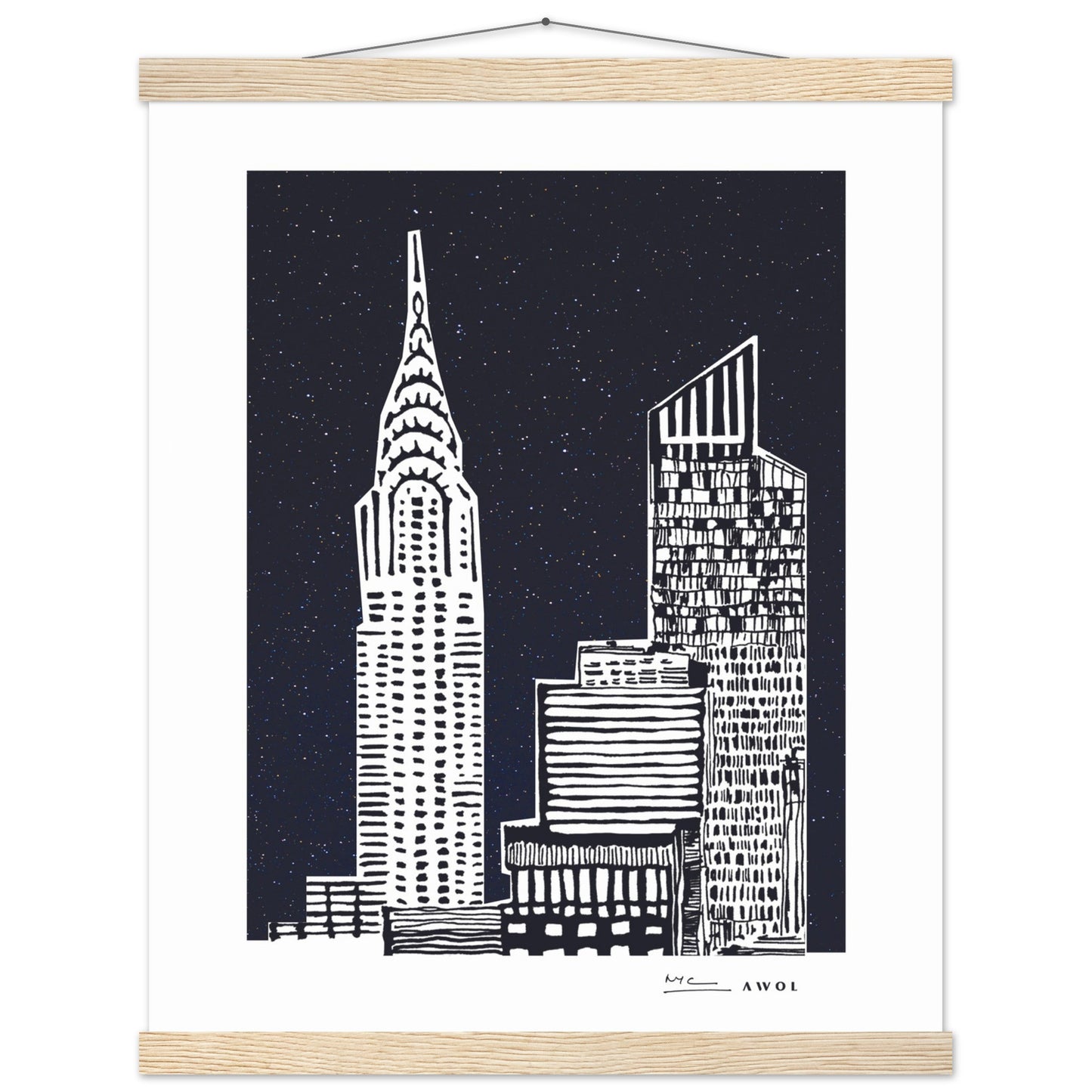 New York City At Night, Manhattan Abstraction: Poster with Hanger